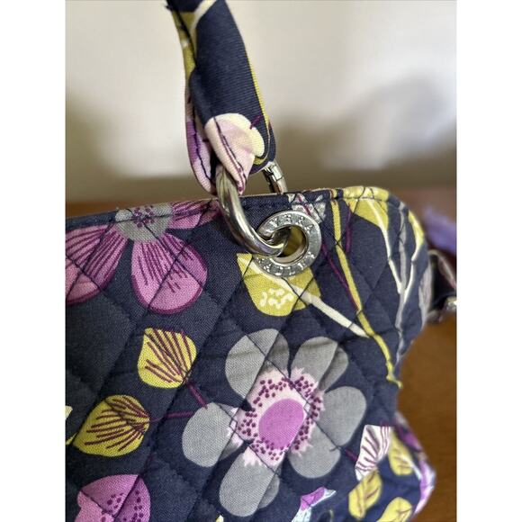 Vera Bradly Purple Yellow Cotton Handle Floral Quilted Purse. Zip Closure. - Picture 5 of 11